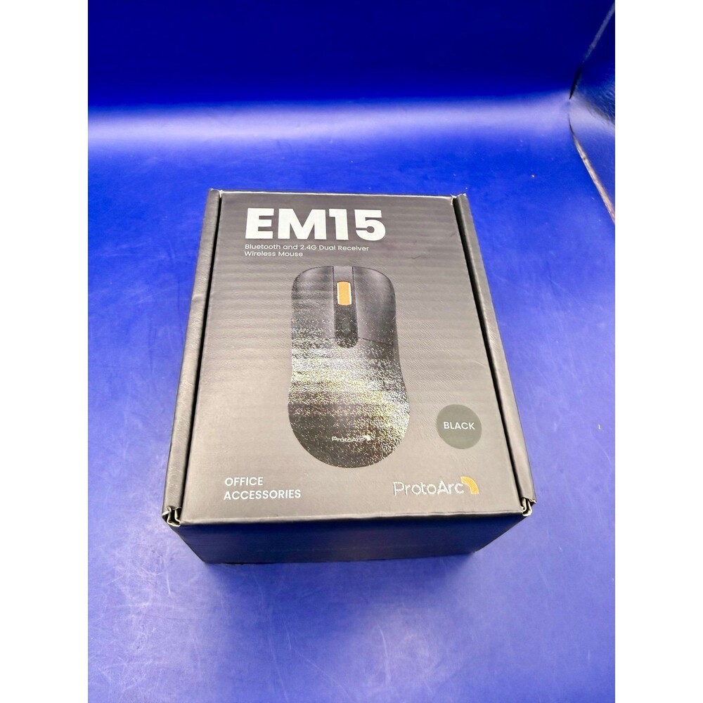 ProtoArc EM15 Wireless Mouse - Bluetooth + 2.4G Dual Receiver Black New Open Box